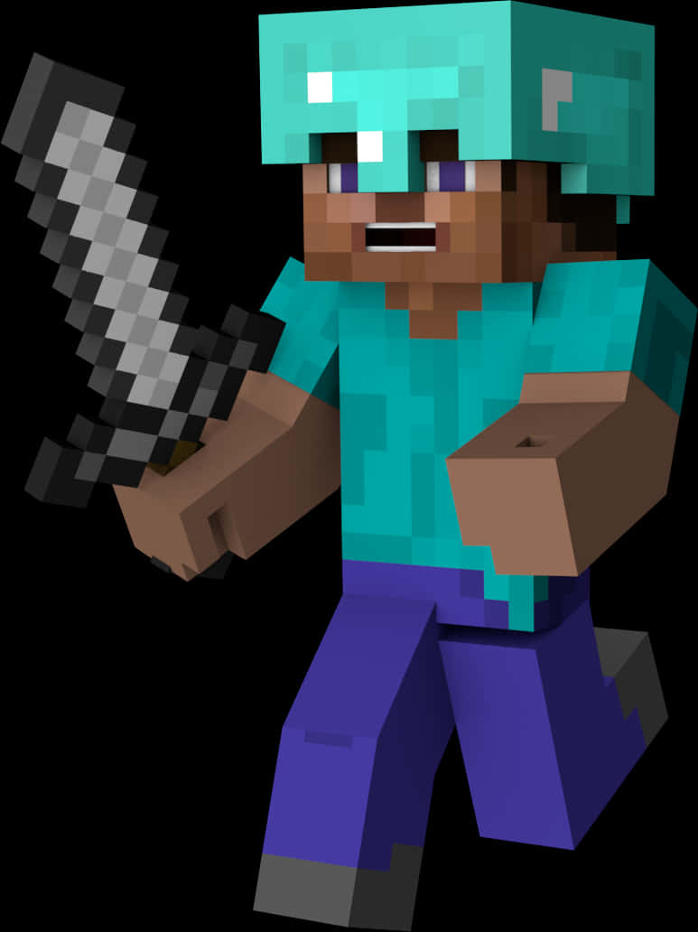 Nhân vật Minecraft cầm kiếm Hình nền