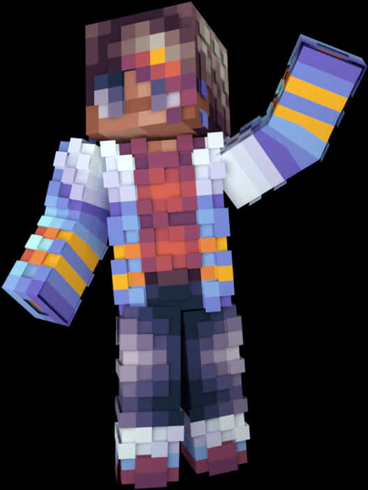 Nhân vật Minecraft trong bộ giáp sặc sỡ Hình nền