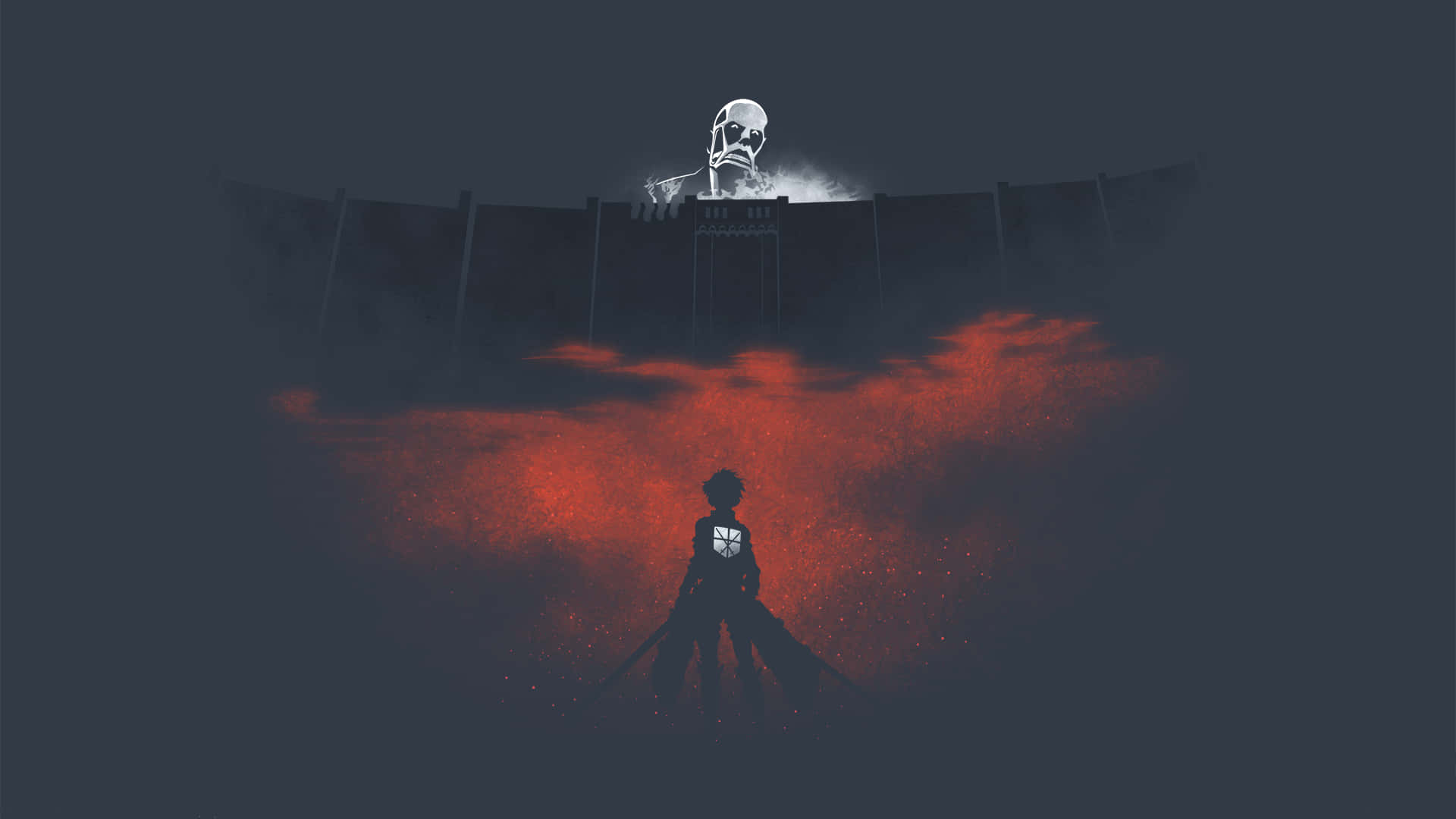 Nhân vật nữ trong Attack on Titan đứng trong khu rừng tối tăm, đầy u ám Hình nền
