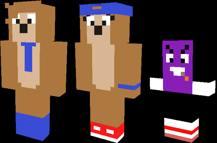 Nhân vật động vật phong cách Minecraft Hình nền