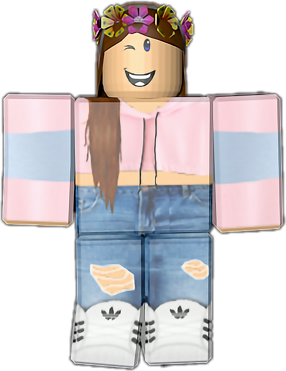 Nhân Vật Roblox Áo Hoodie Hồng Vương Miện Hoa Hình nền