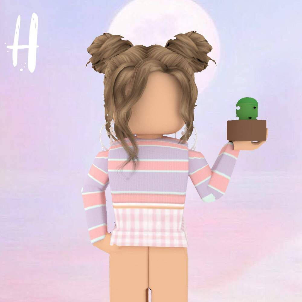 Nhân vật Roblox nữ với cây sen đá Hình nền