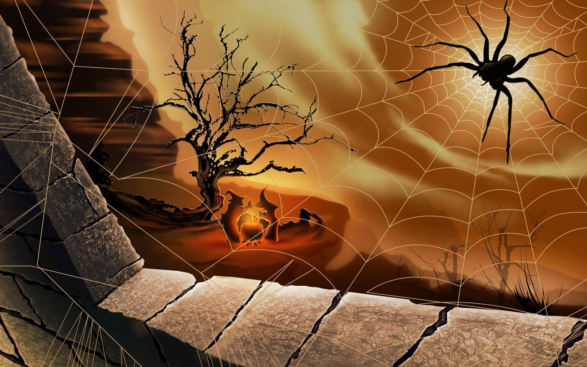 Nhện Halloween Cổ Điển Hình nền