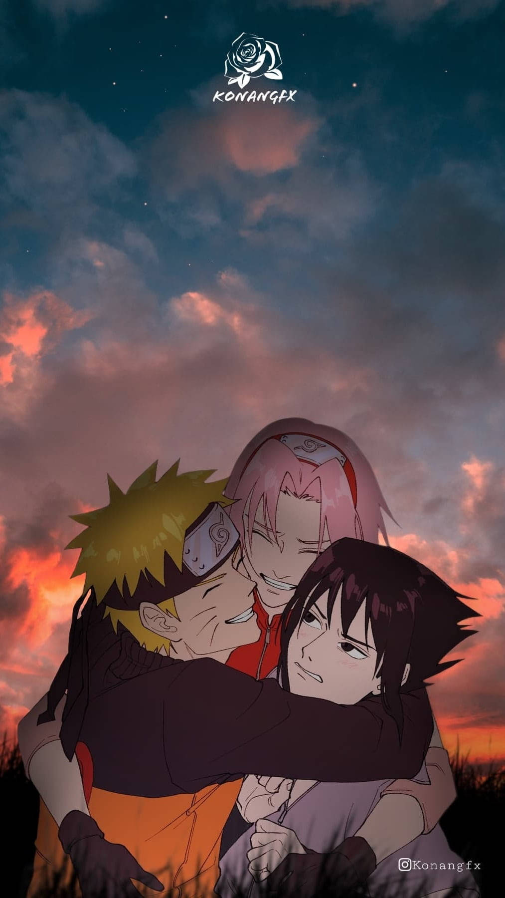 Nhóm 7 ôm nhau Naruto iPhone Hình nền