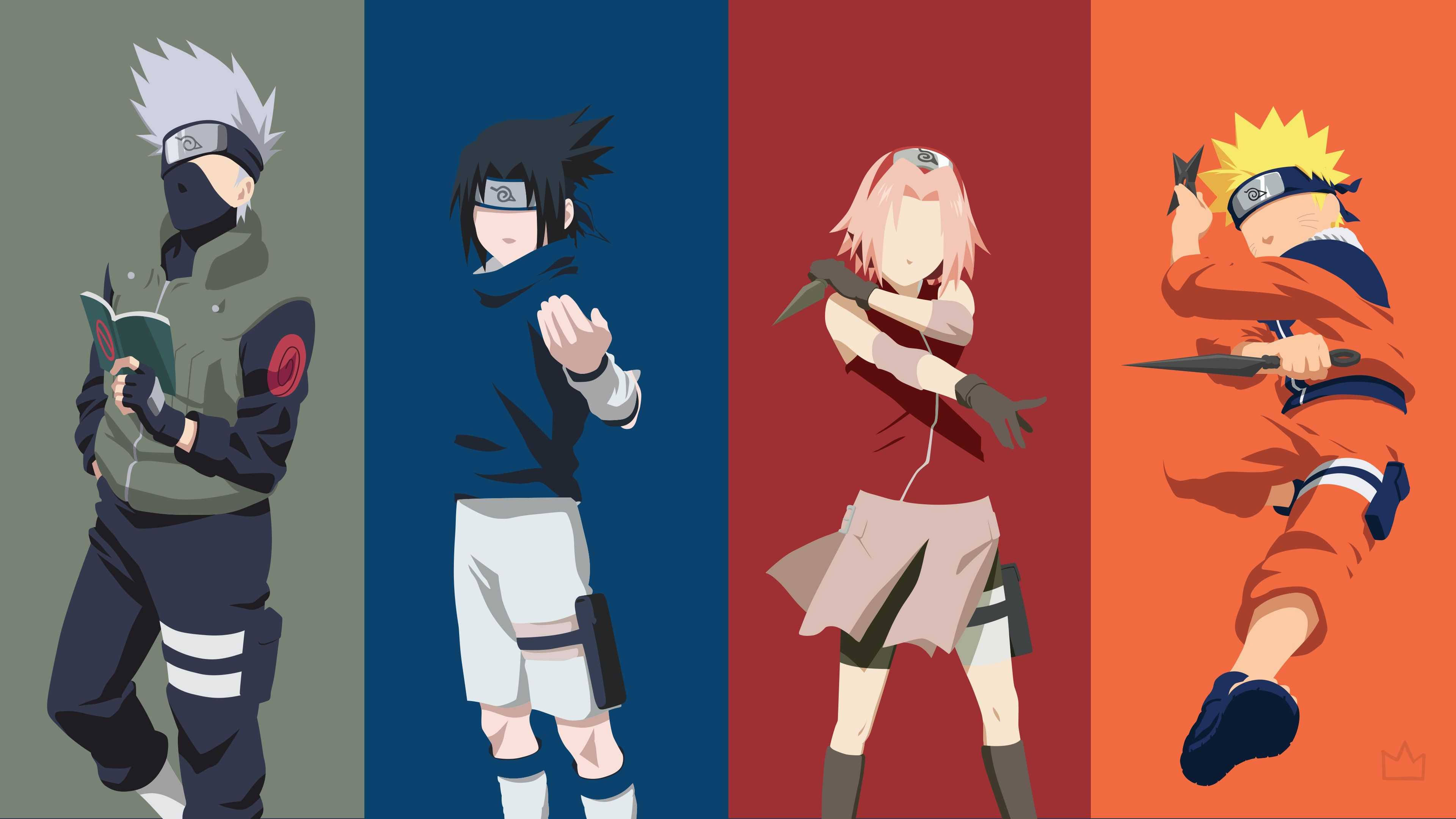 Nhóm Naruto Team 7 Tối Giản Hình nền