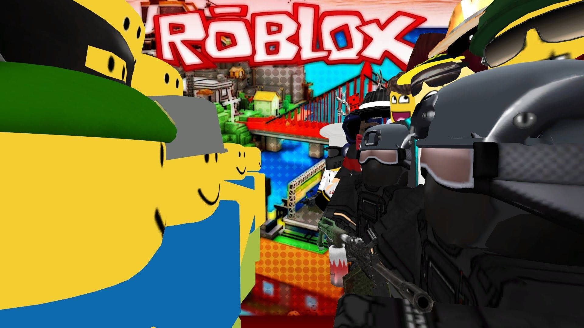 Hình nền chất lượng HD về các avatar đối đầu trong game trực tuyến Roblox.