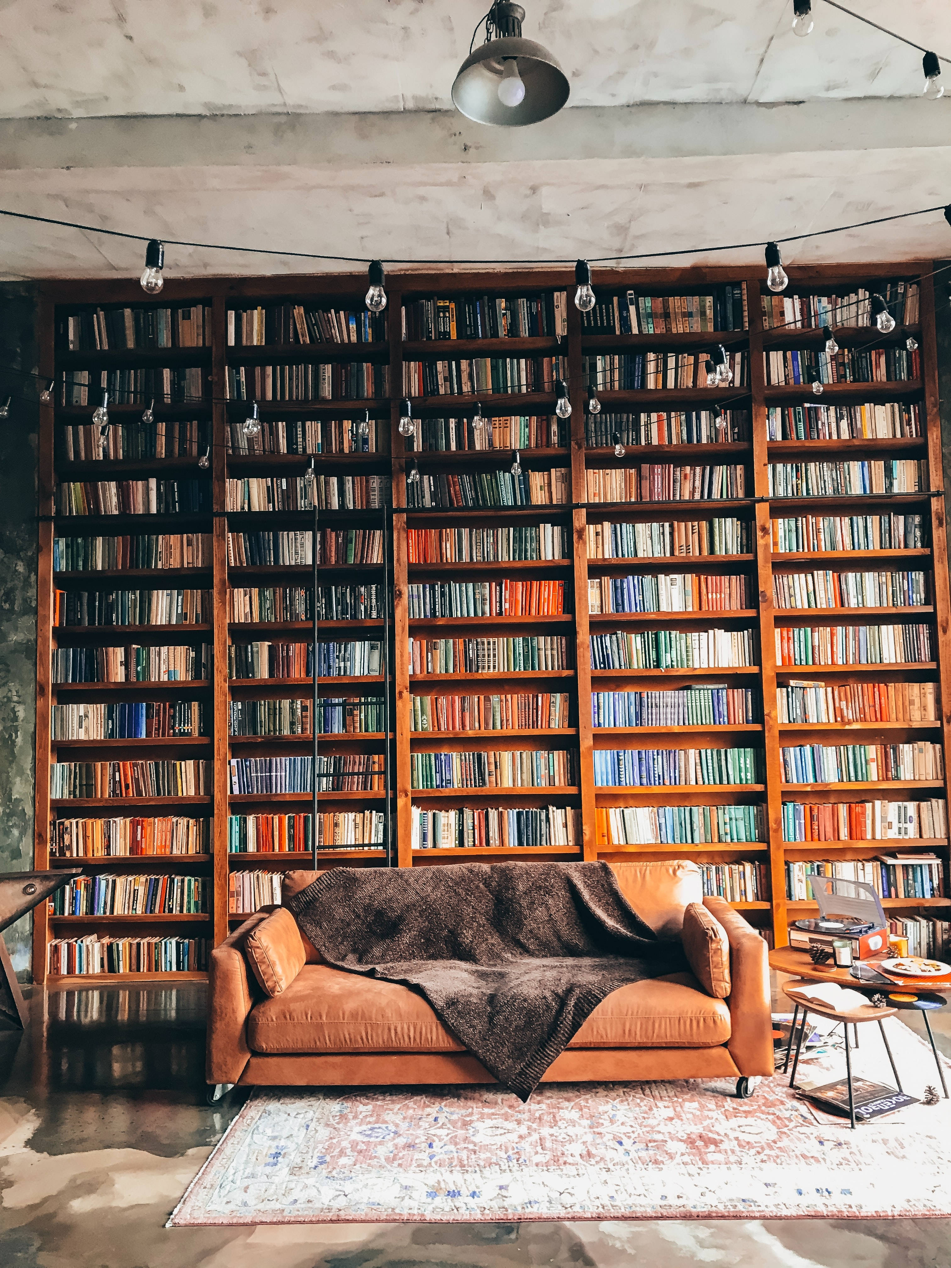 Nội thất thư viện cổ điển với ghế sofa ấm cúng Hình nền