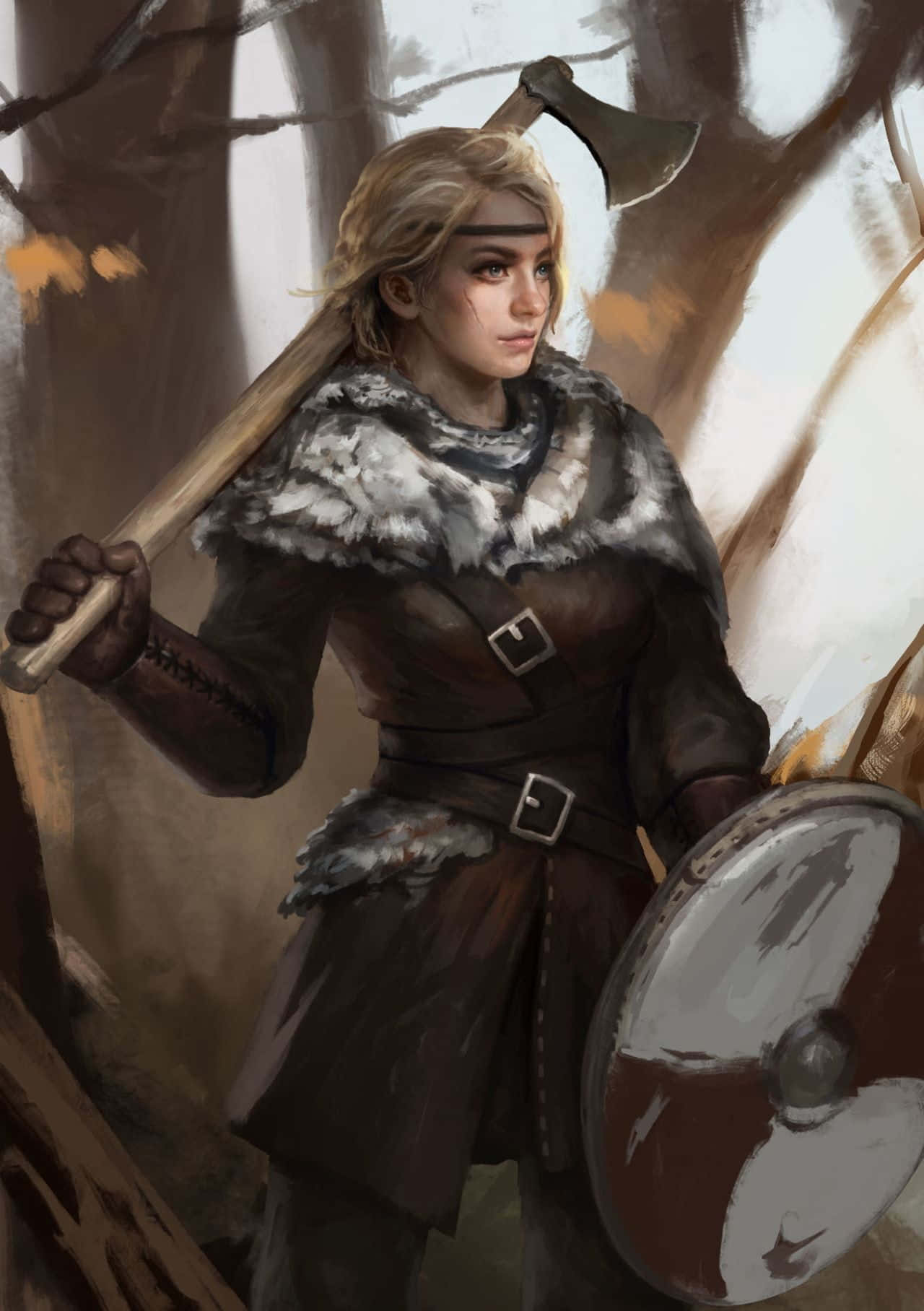 "Nữ Chiến Binh Viking Dũng Mãnh - Sẵn Sàng Đối Mặt Mọi Thử Thách" Hình nền
