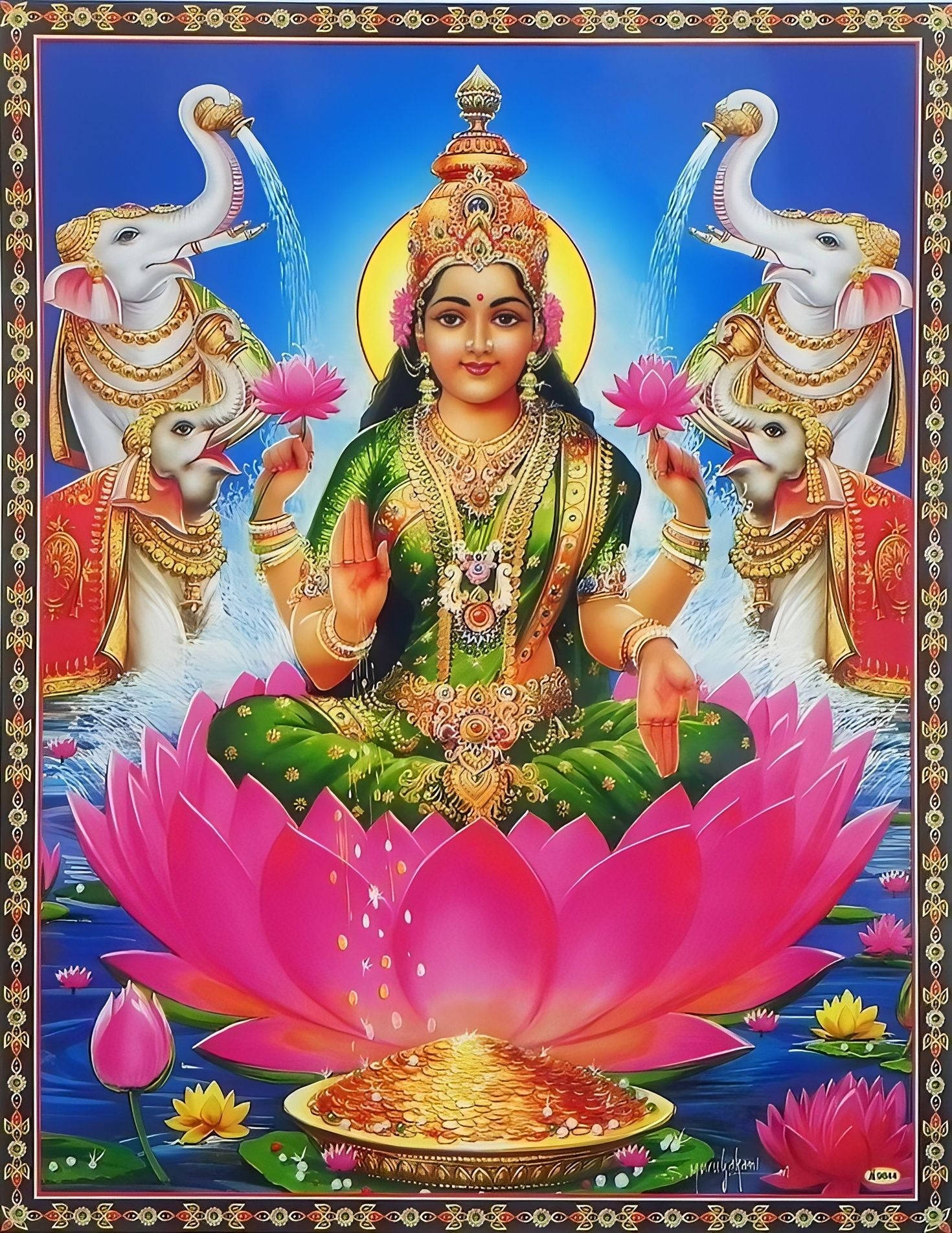 Nữ thần Hindu Gaja Ashta Lakshmi Hình nền