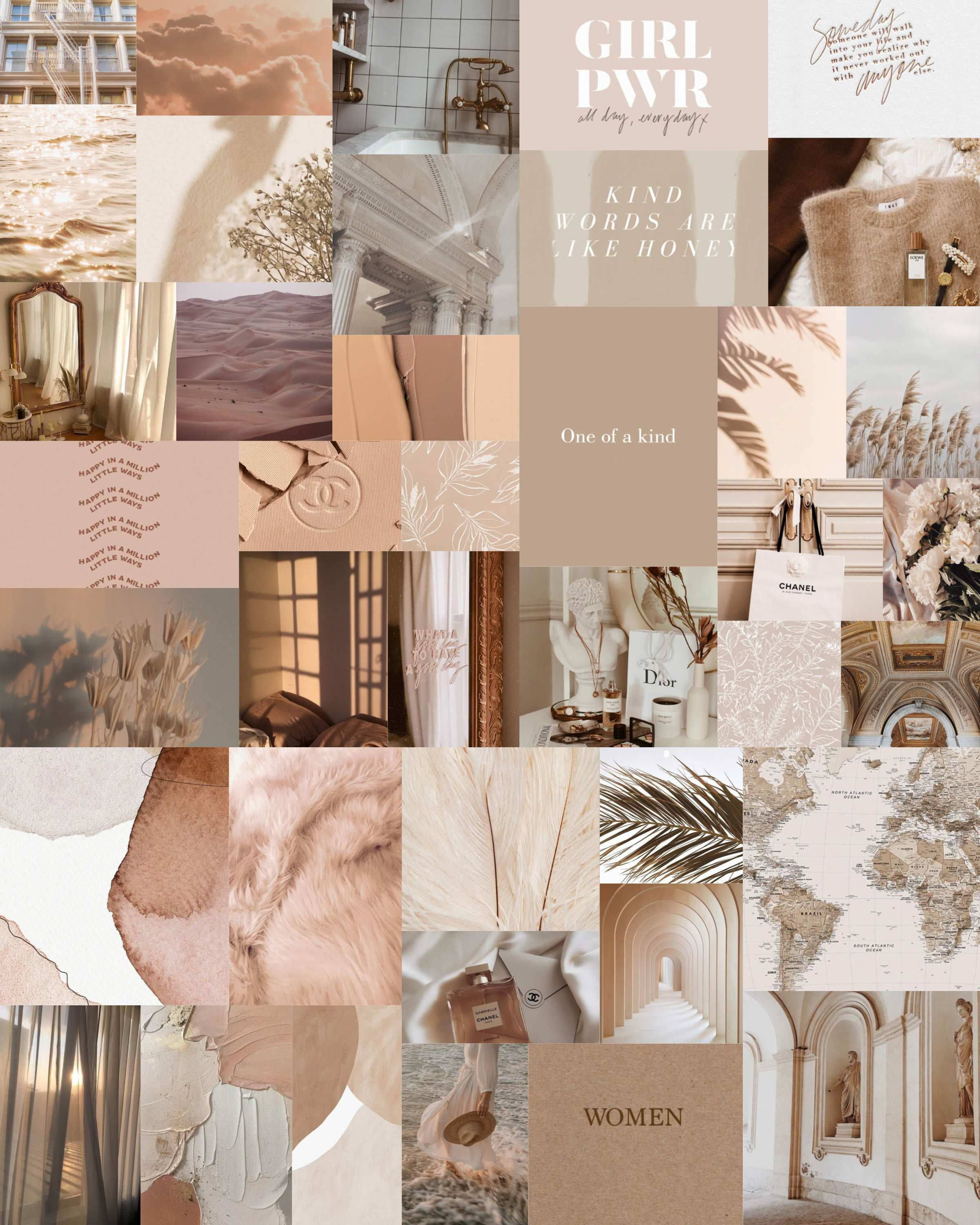 Nữ tính Beige Aesthetic Collage Hình nền