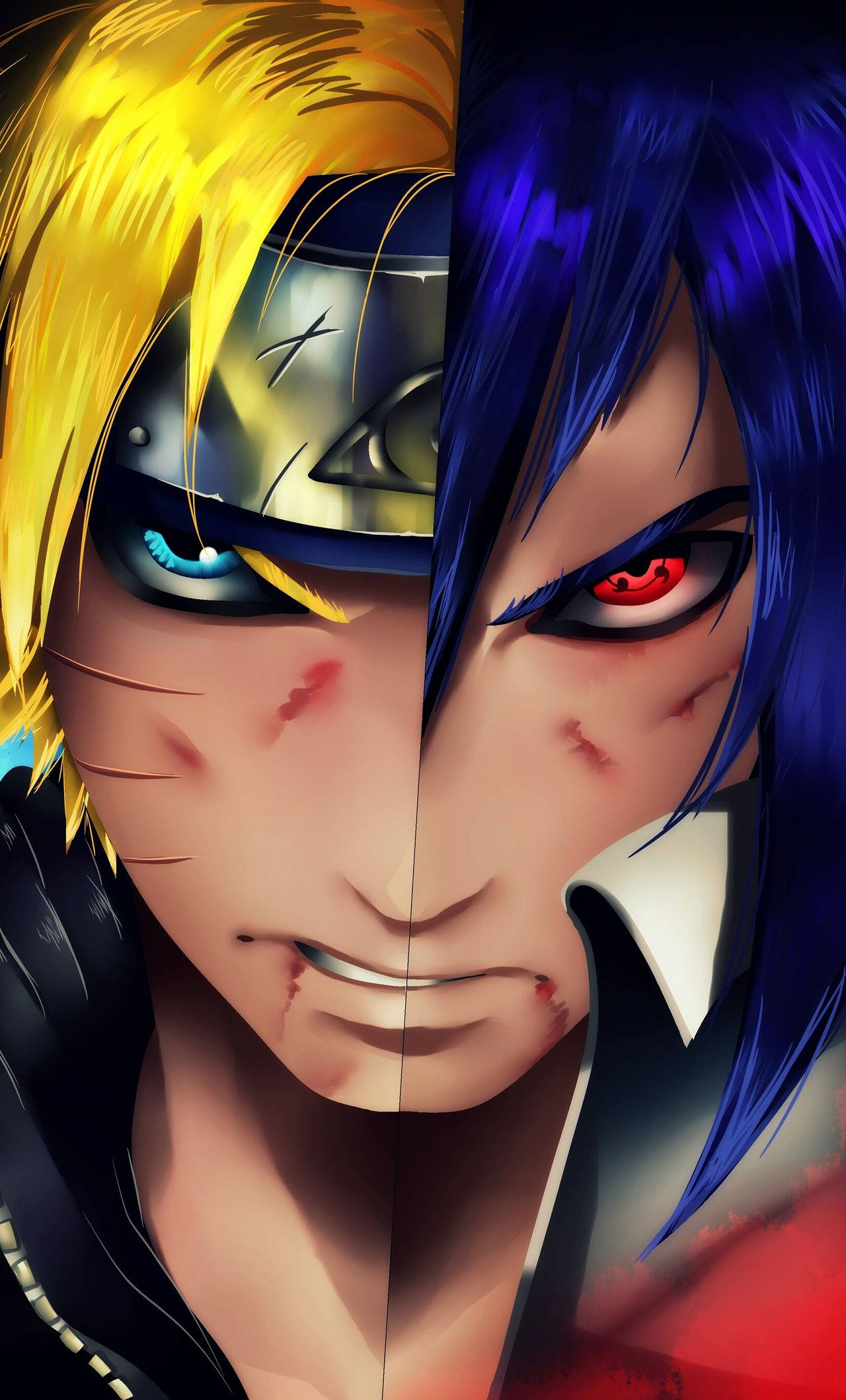 Nửa Khuôn Mặt Sasuke Naruto Tranh Kỹ Thuật Số iPhone Hình nền