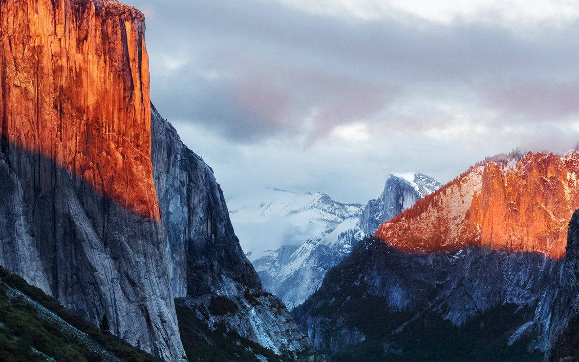 Núi Yosemite hùng vĩ từ góc nhìn của MacBook Pro Hình nền