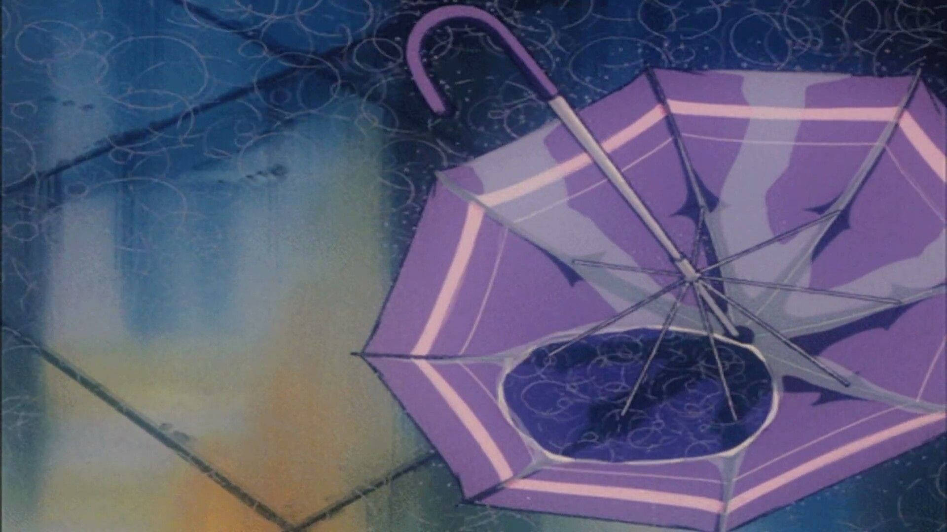Ô Dưới Mưa Phong Cách Anime Retro Hình nền