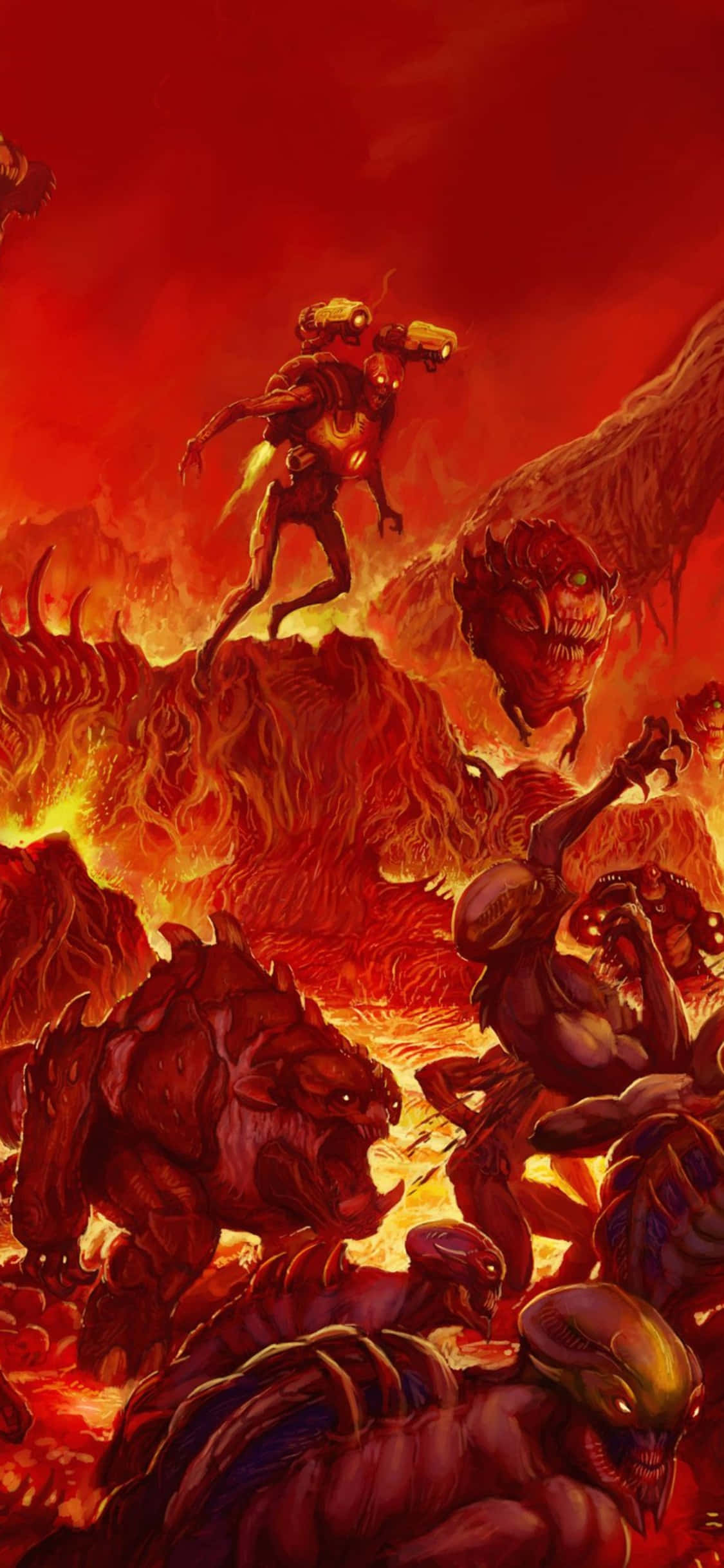 Đỏ Địa Ngục Doom iPhone Xs Nền Hình nền