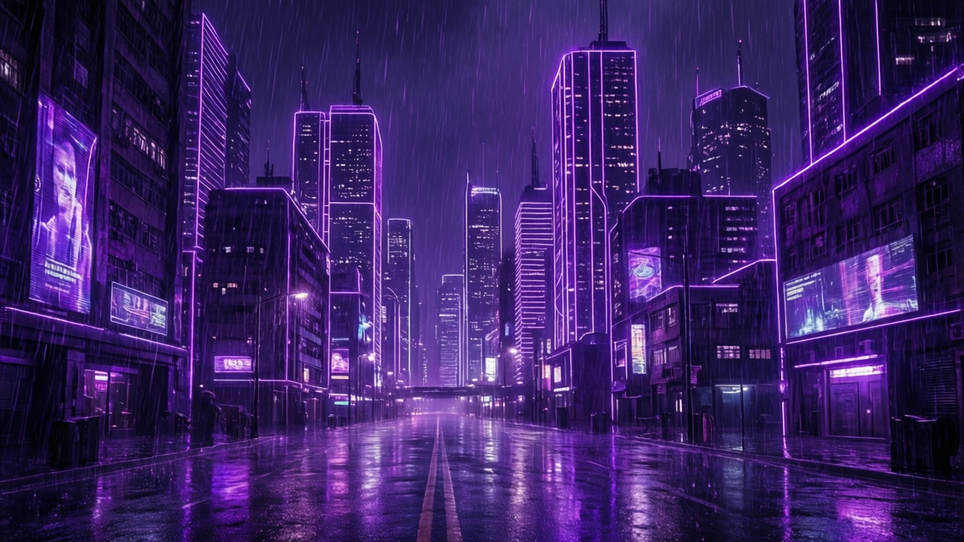 Đô thị Tím Neon Hình nền