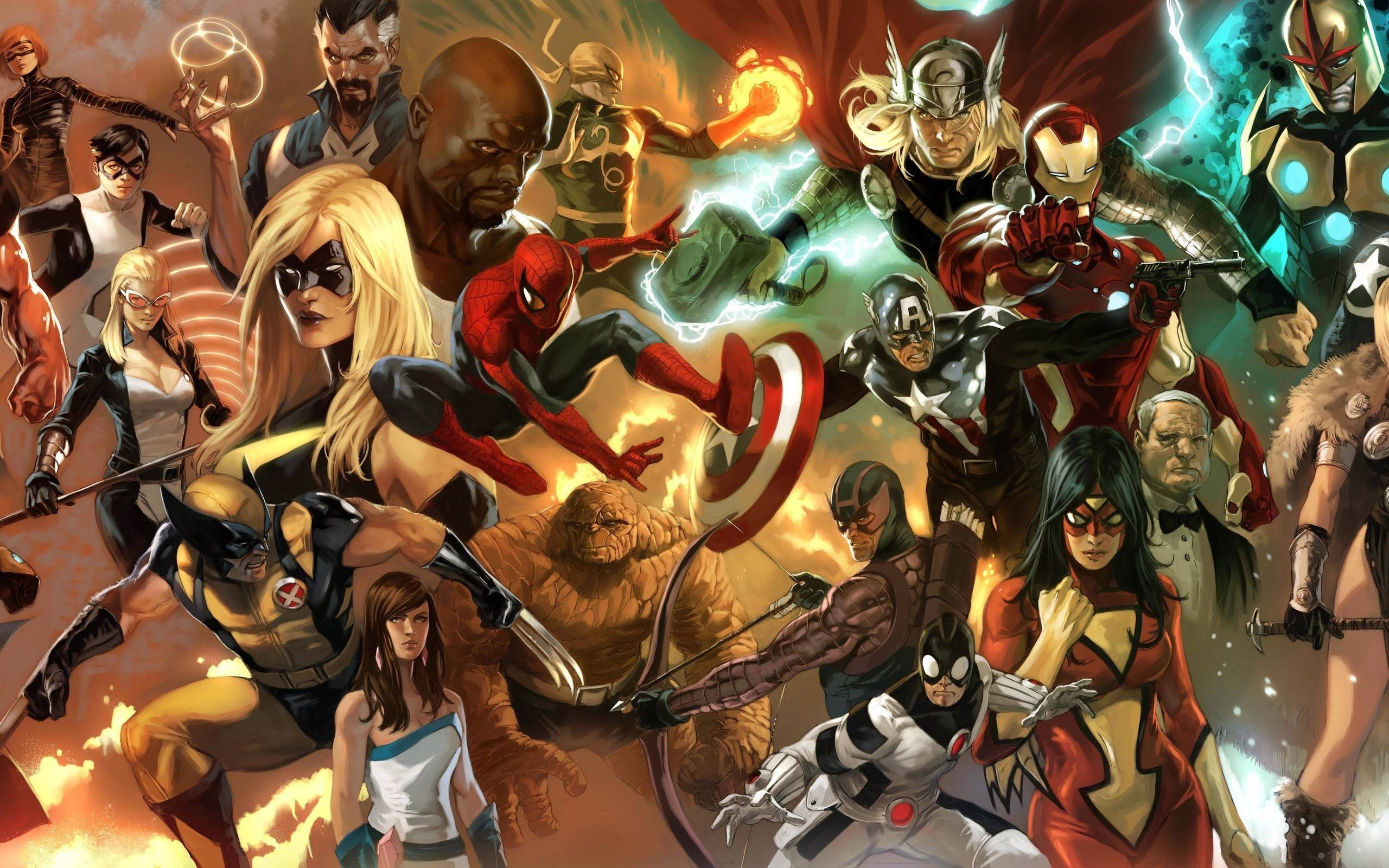 "Đoàn kết các siêu anh hùng Marvel để cứu thế giới!" Hình nền