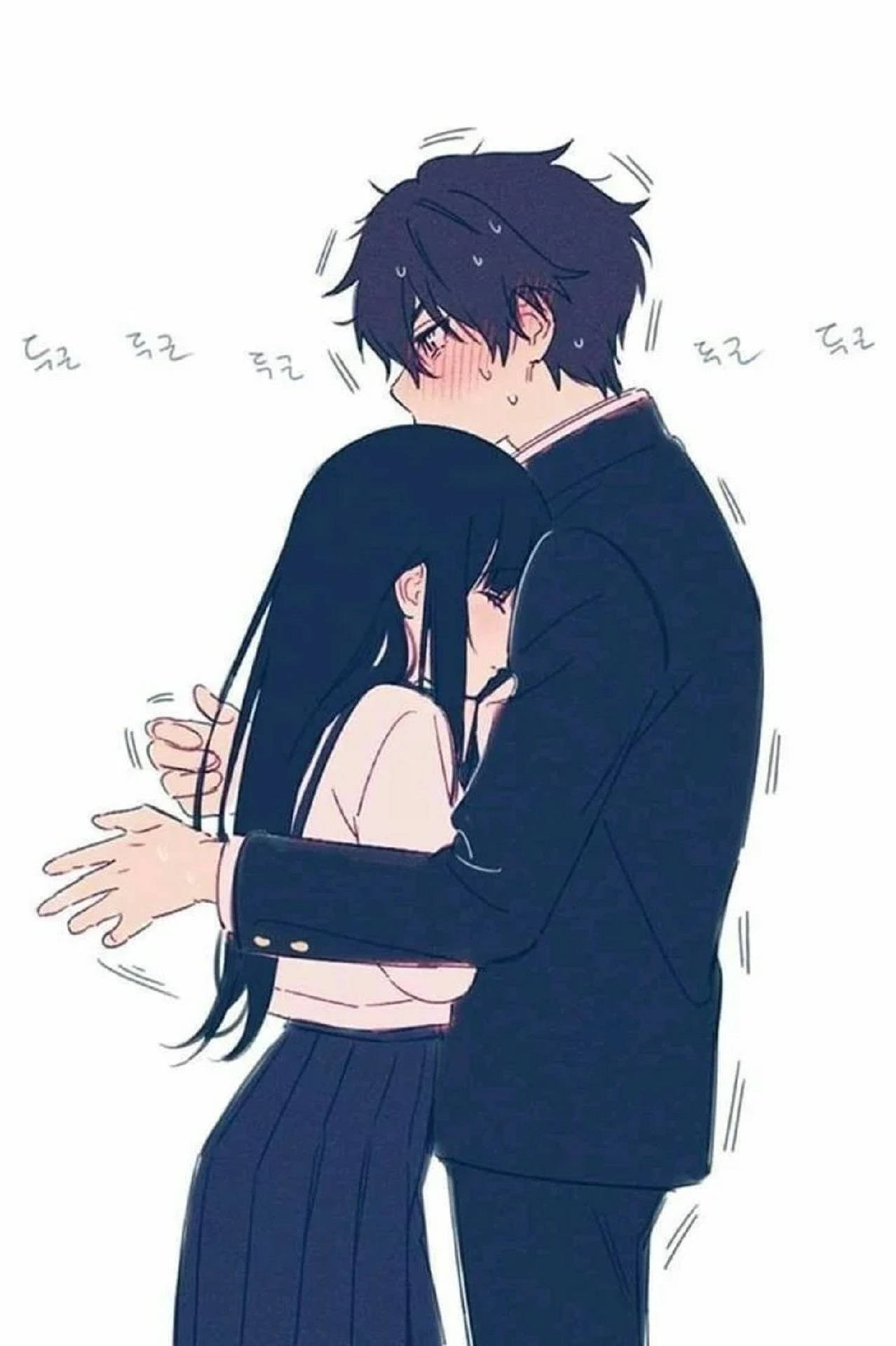 Ôm Anime Trong Trắng Hình nền