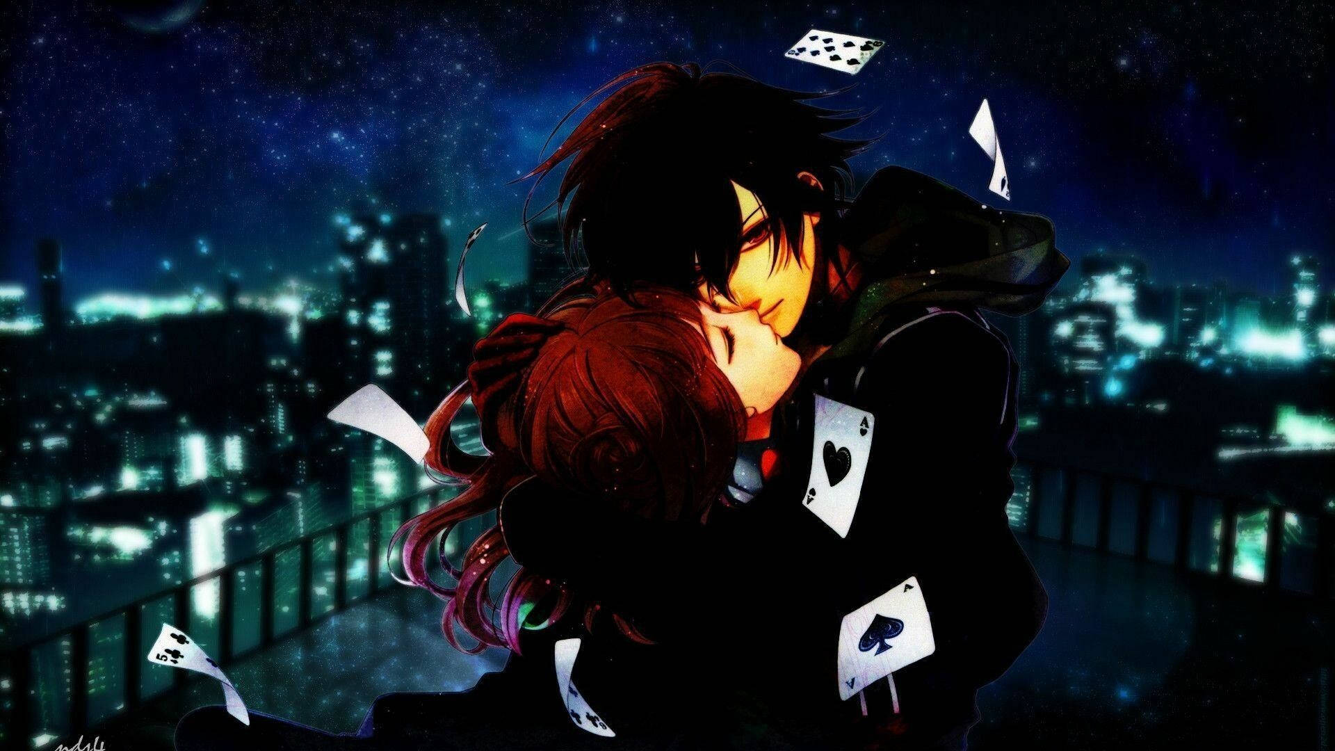 Ôm nhau trên sân thượng anime Hình nền
