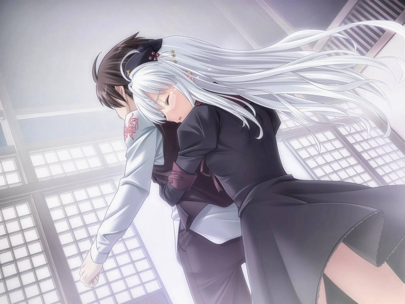 Ôm nhau trong võ đường Nhật Bản anime Hình nền