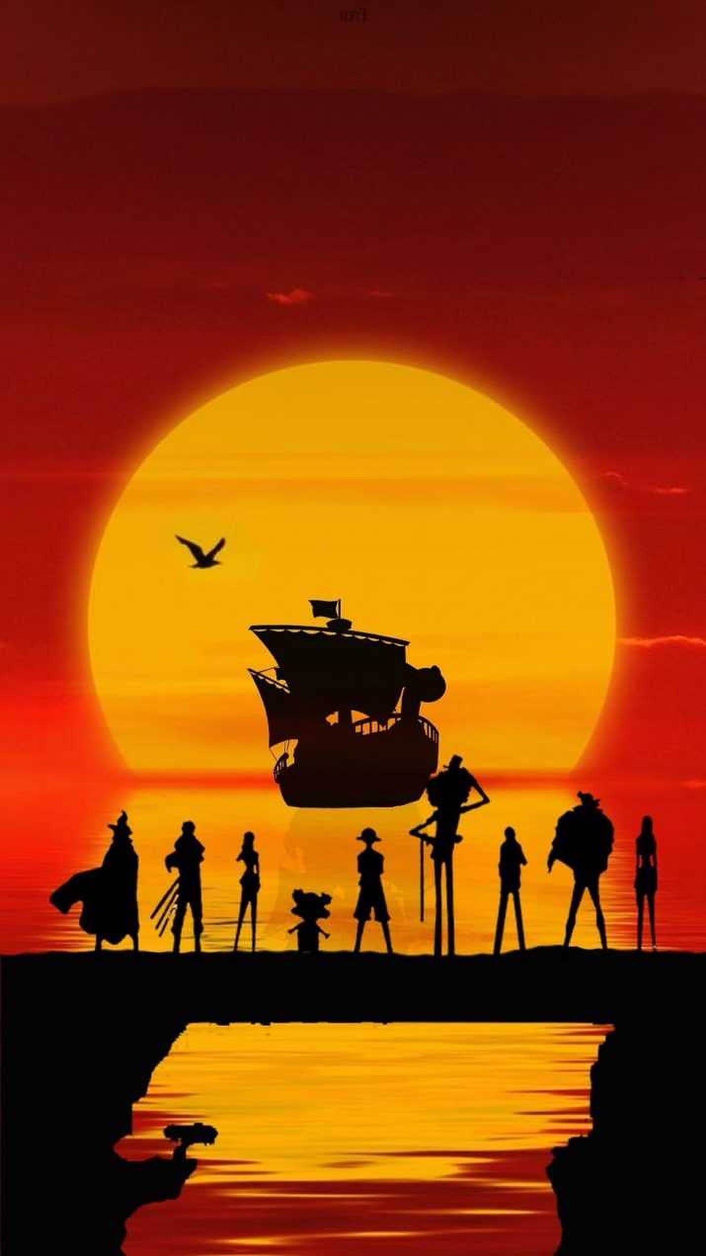 One Piece Hình Bóng Hoàng Hôn iPhone Hình nền