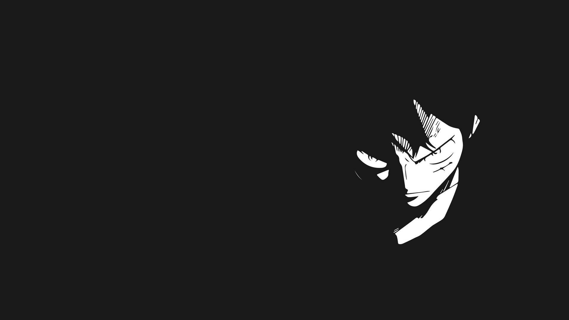 Hình nền Luffy giận dữ trong One Piece đen trắng.