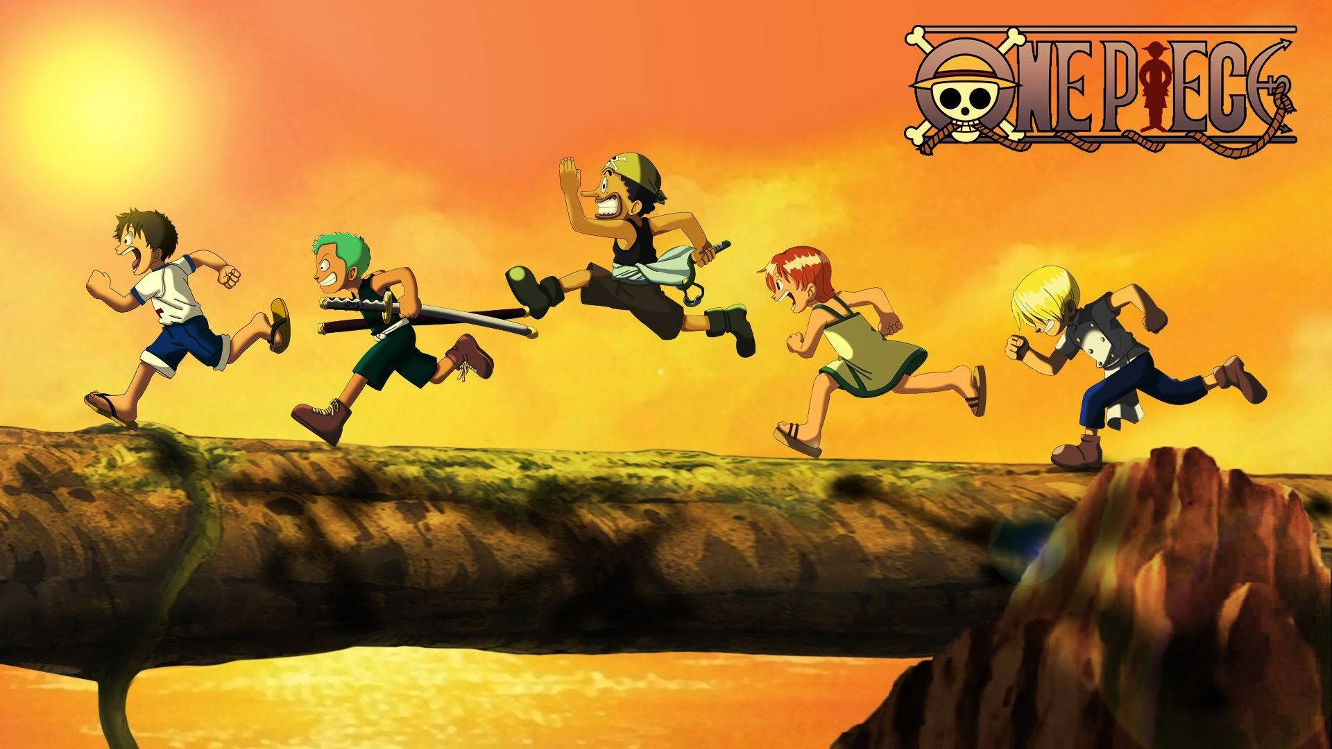 One Piece Sống Động Trẻ Em Đuổi Nhau Hình nền