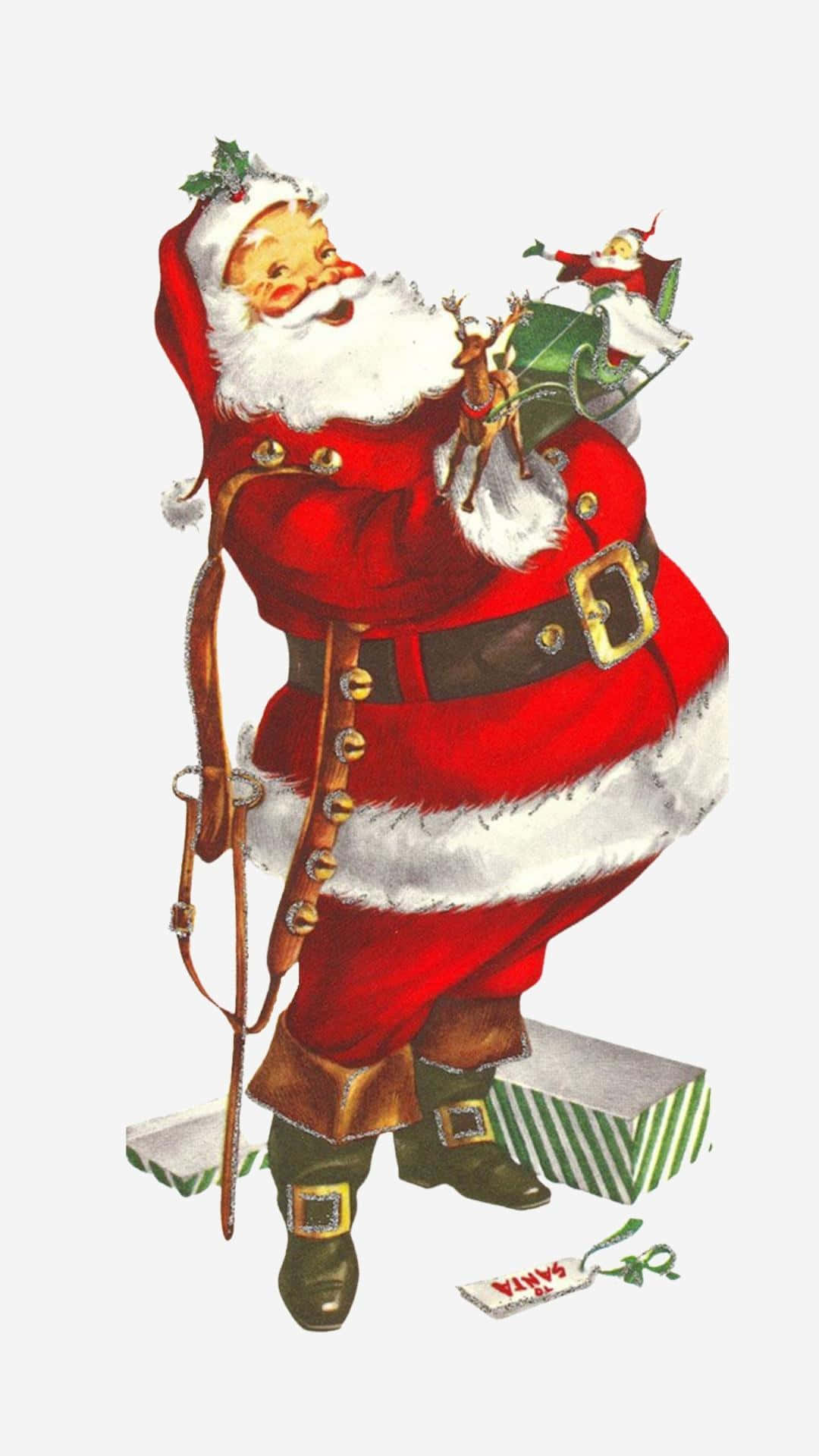 ông già Noel cầm một món quà Hình nền