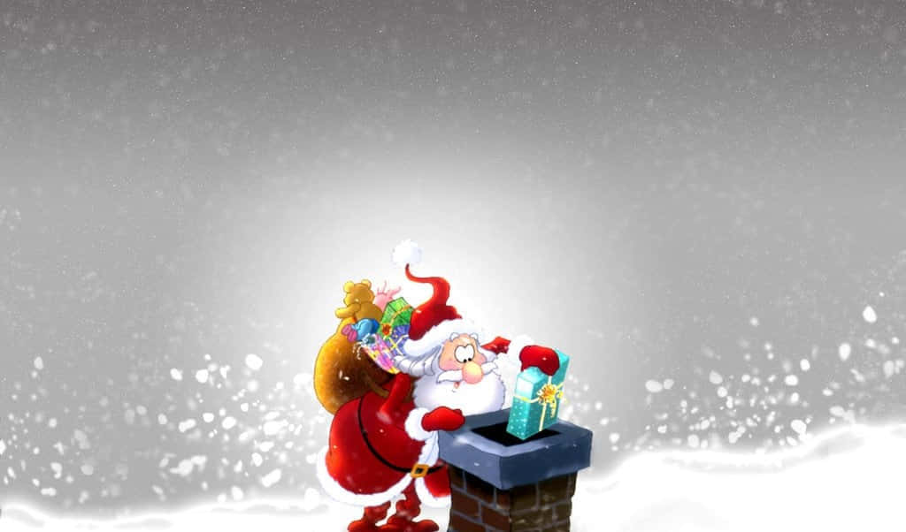 Ông già Noel hài hước đeo kính râm trên bãi biển nhiệt đới Hình nền