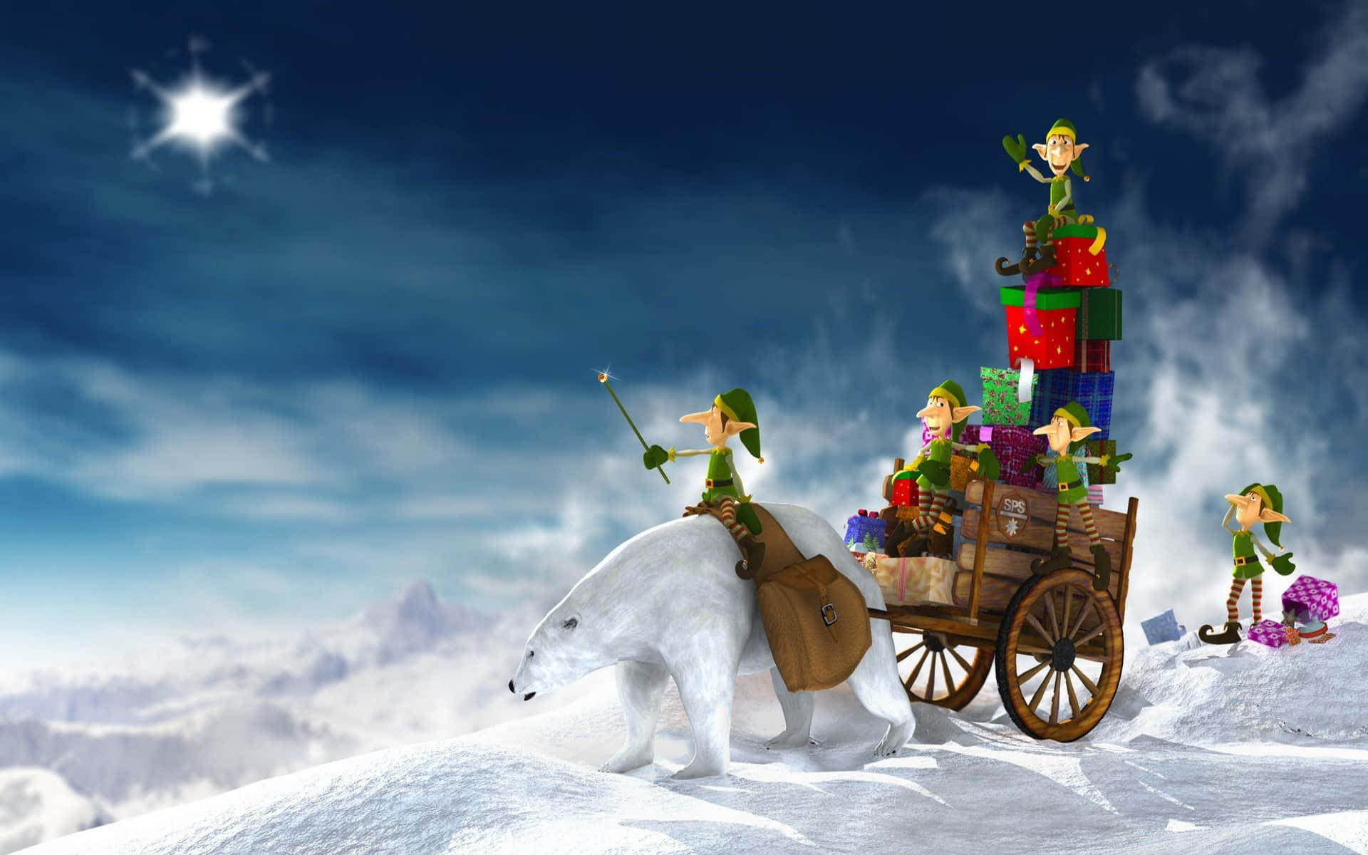Ông già Noel hài hước đi nghỉ ở bãi biển Hình nền