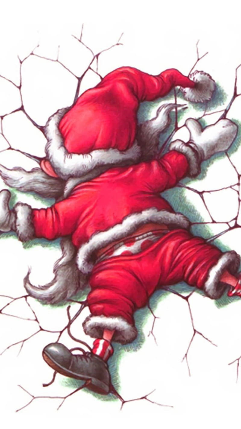 Ông già Noel nằm xuống Giáng sinh vui nhộn Hình nền