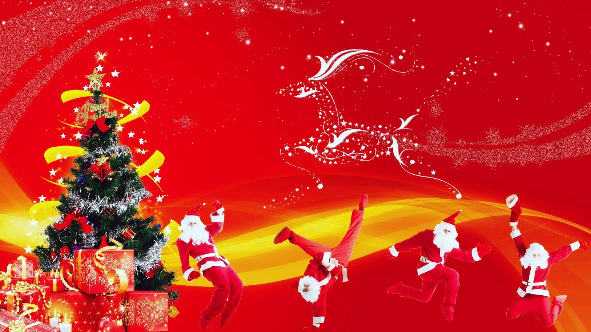 Ông Già Noel Nhảy Múa Giáng Sinh Vui Nhộn Hình nền