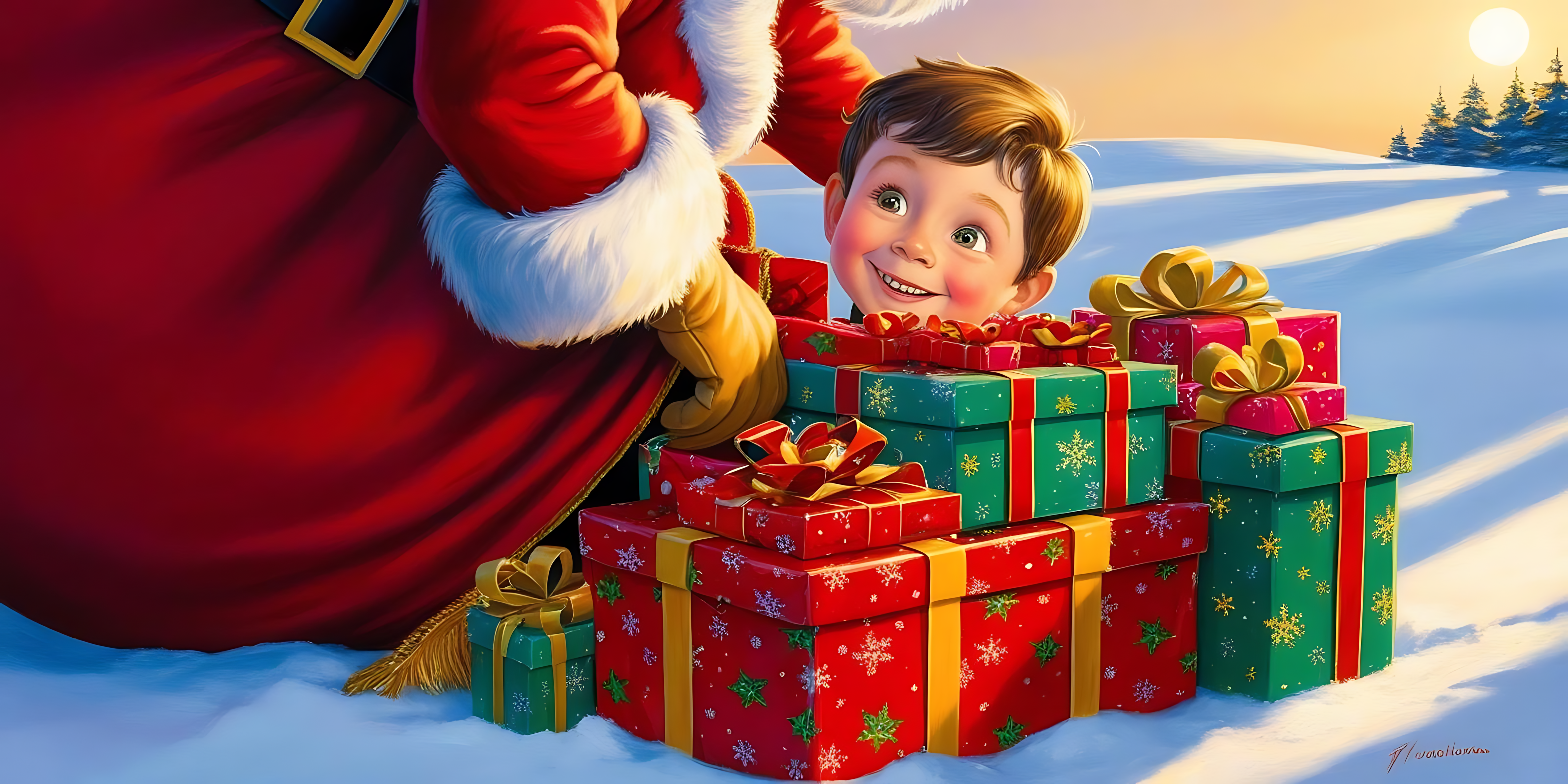 Ông già Noel tặng quà Hình nền