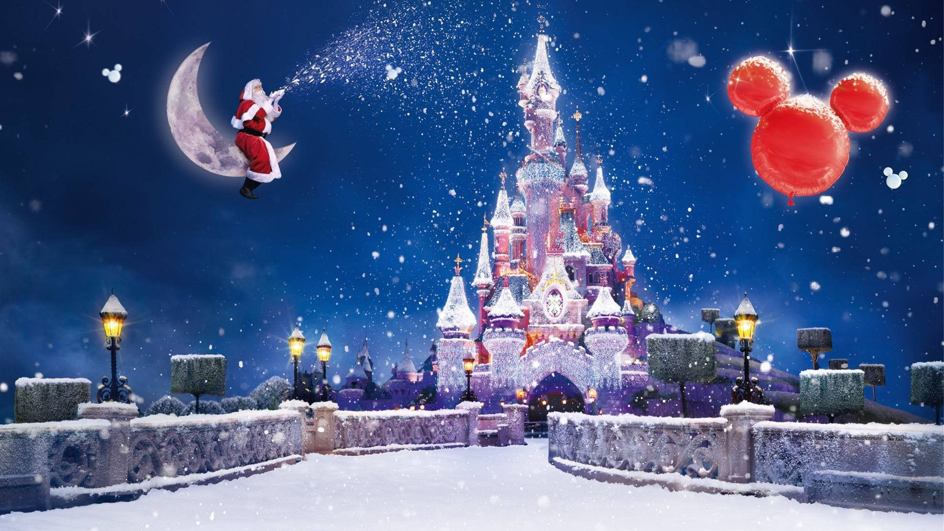 Ông già Noel và Lâu đài Disney Hình nền