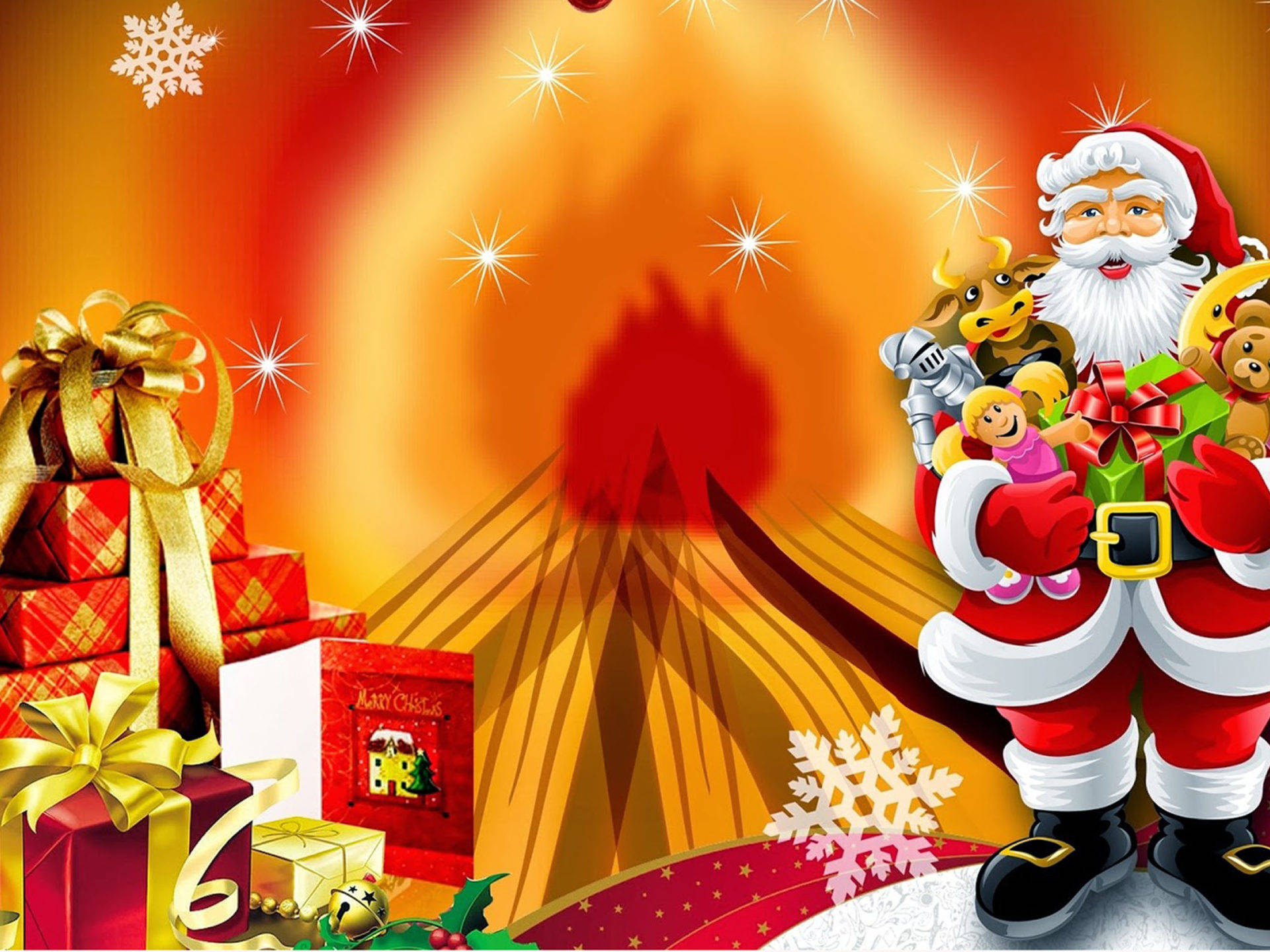 Ông Già Noel và Quà Giáng Sinh Hình nền