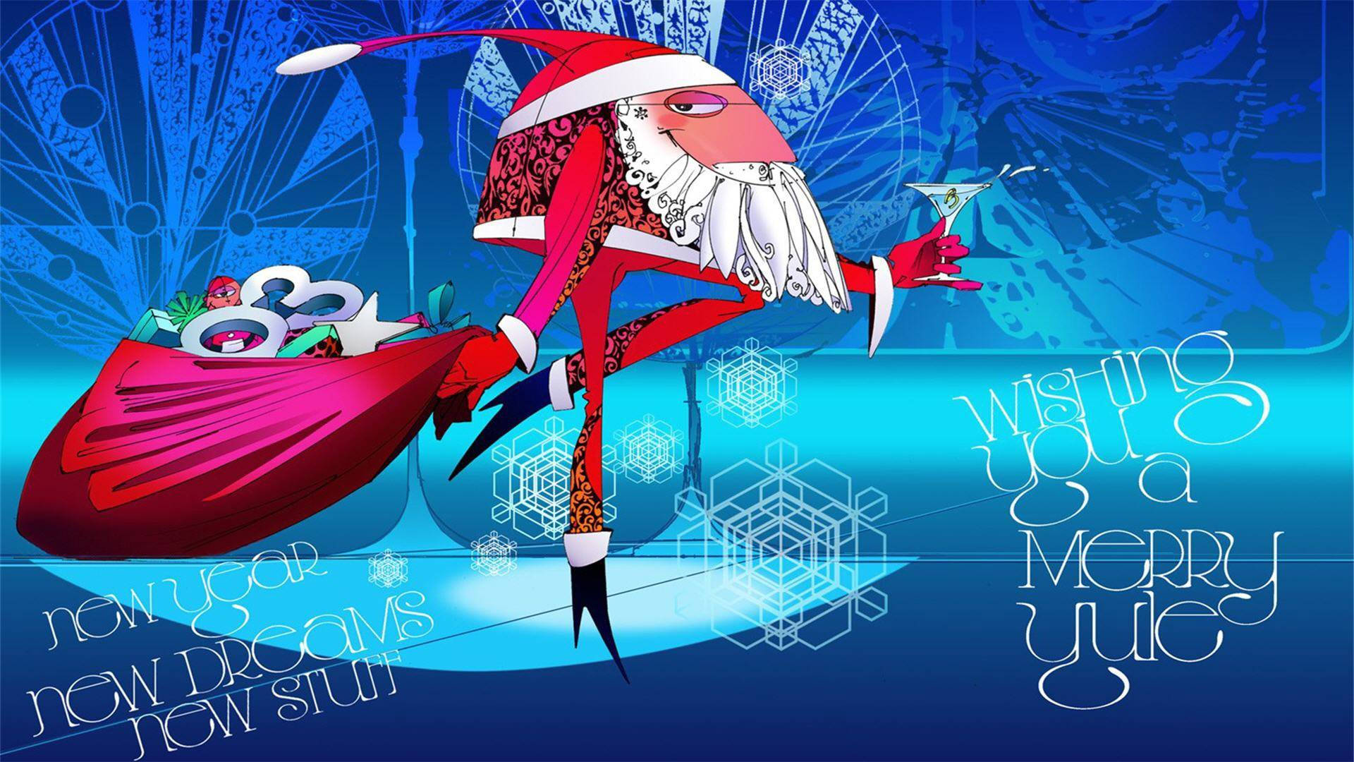 Ông già Noel với bao quà Giáng sinh vui nhộn Hình nền