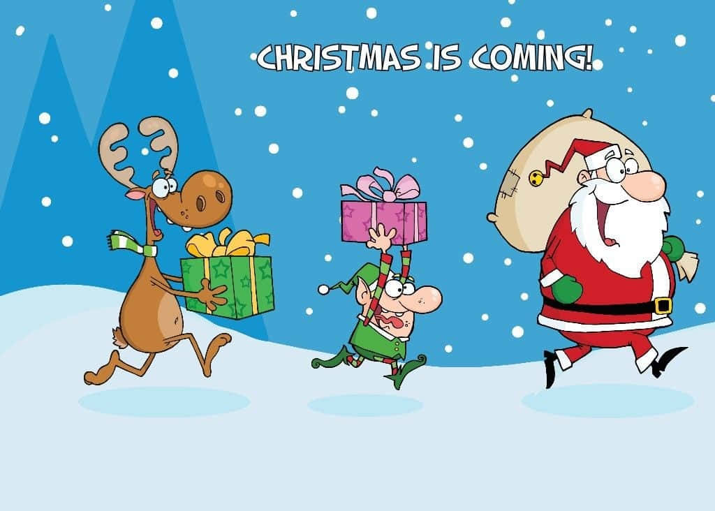 Ông Già Noel Vui Nhộn Đu Trên Quả Cầu Trang Trí Hình nền
