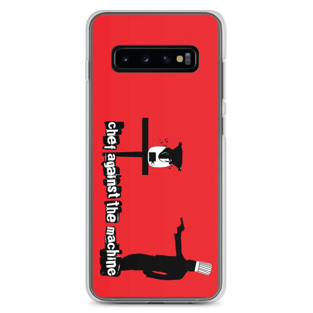 Ốp lưng màu đỏ cho Samsung S10 với hình ảnh một người đàn ông và phụ nữ Hình nền
