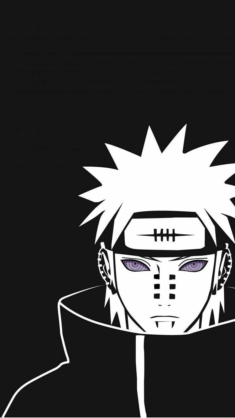 Pain Naruto Anime Đen Trắng iPhone Hình nền