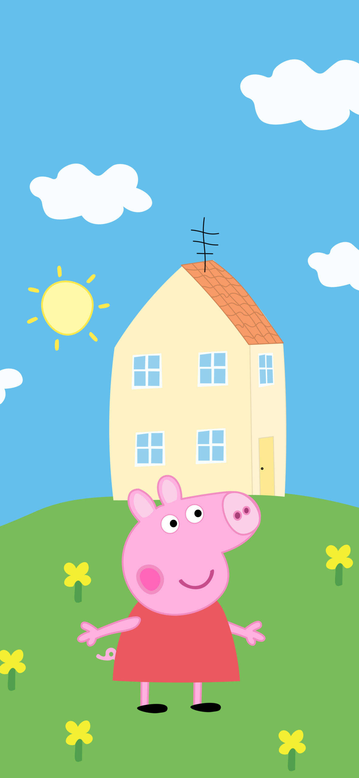 Peppa Pig iPhone Cánh Đồng Hoa Hình nền