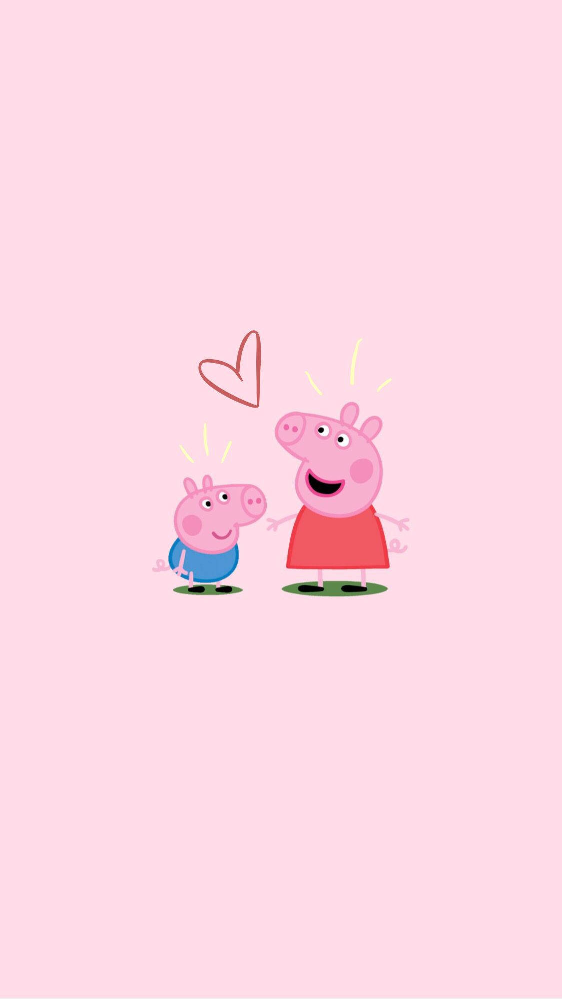 Peppa Pig iPhone với George và trái tim Hình nền