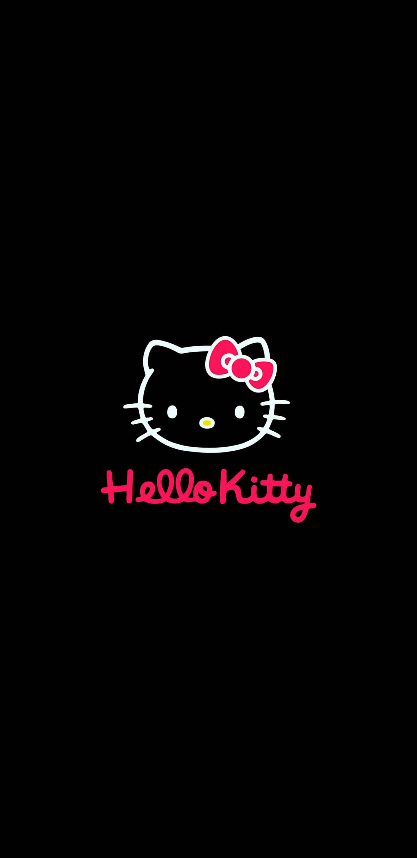 Phác họa khuôn mặt Hello Kitty màu đen Hình nền