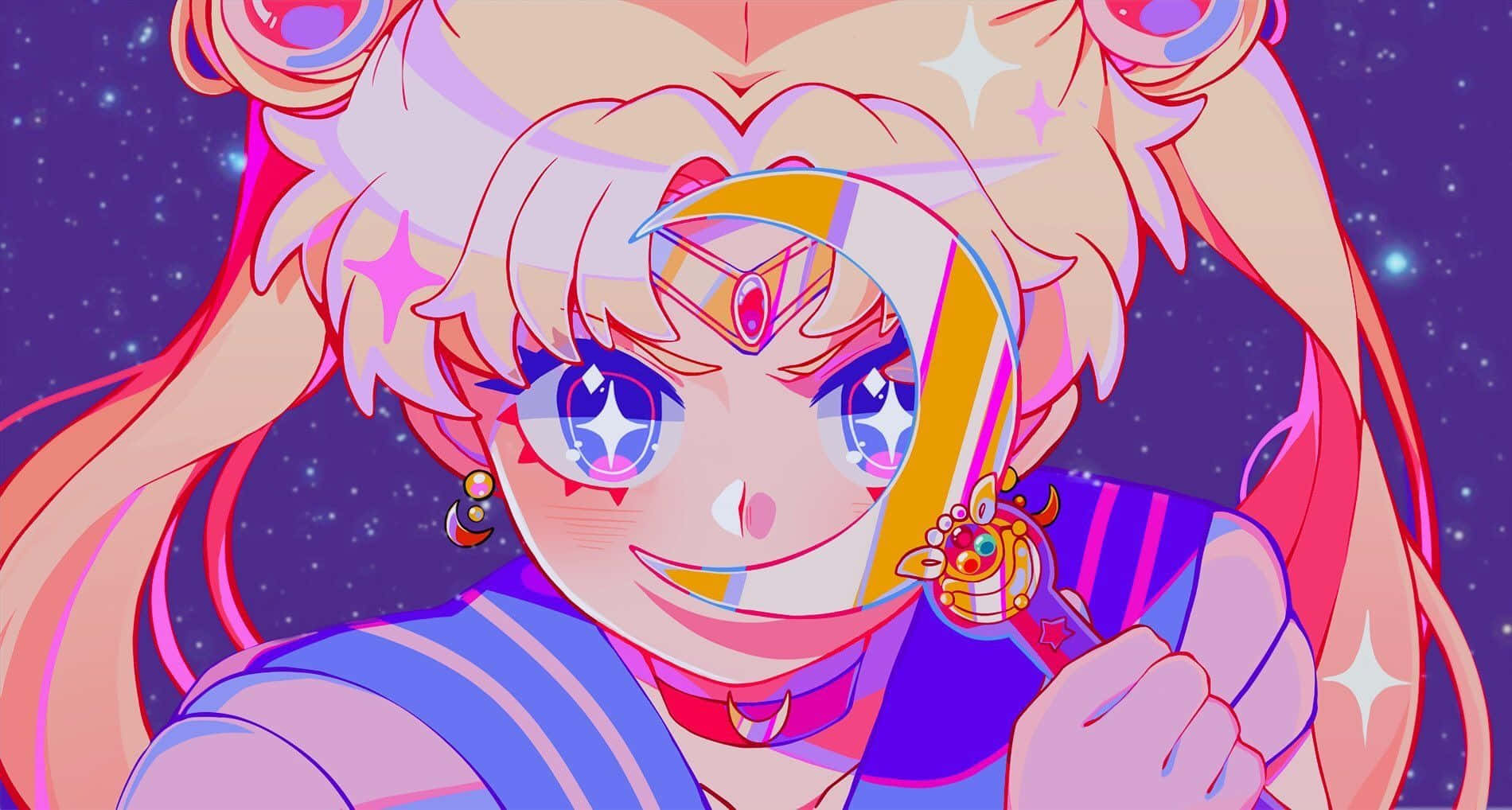 Phấn lấp lánh tím thẩm mỹ của Sailor Moon Hình nền