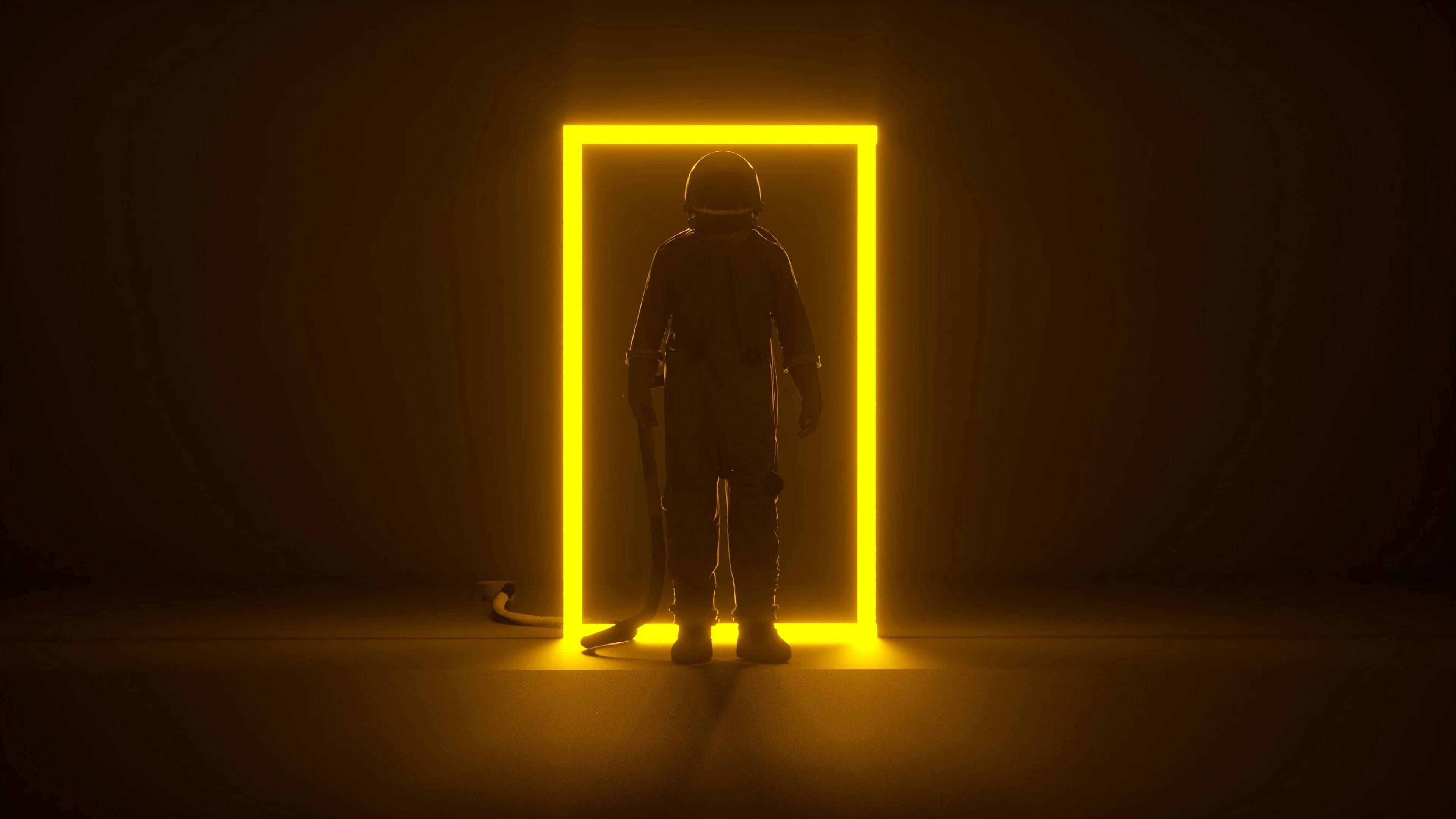 Phi hành gia vàng neon tối Hình nền