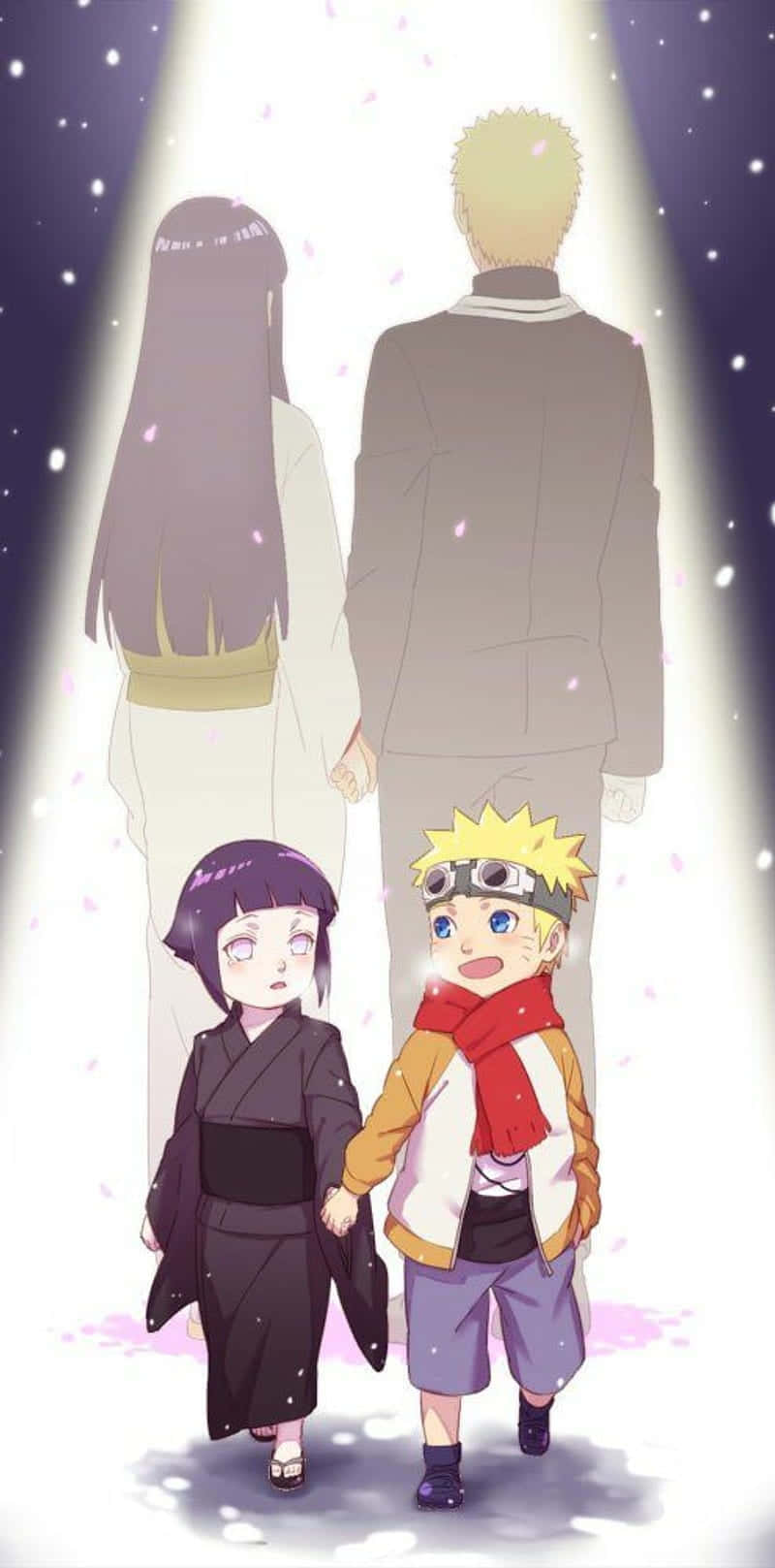 Phiên bản em bé và người lớn dễ thương của Naruto và Hinata Hình nền