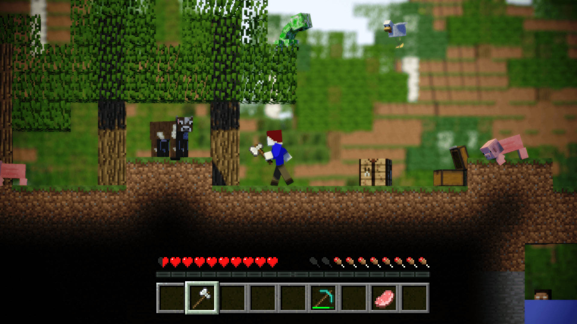 Hình nền Minecraft nhân vật trong bối cảnh game đồ họa 3D