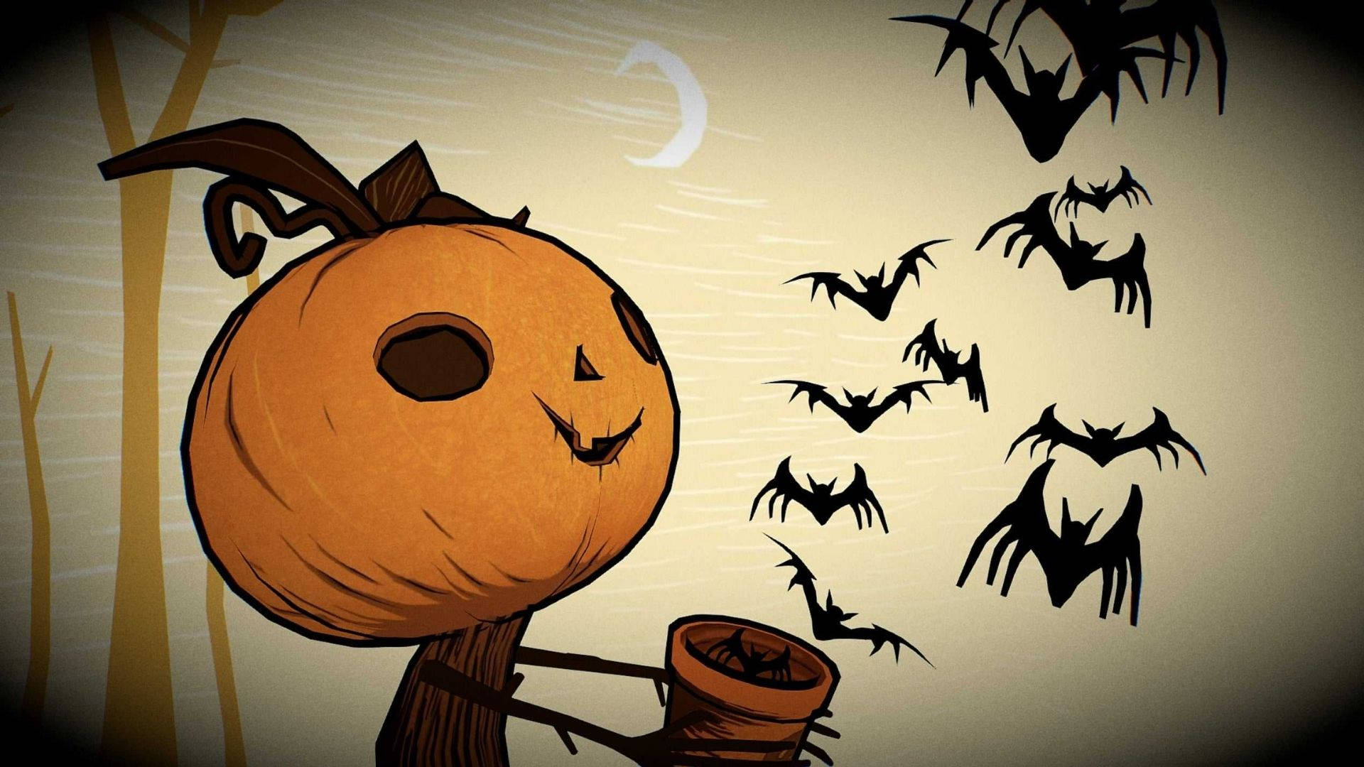 Phim hoạt hình Halloween bí ngô thả dơi tự do Hình nền