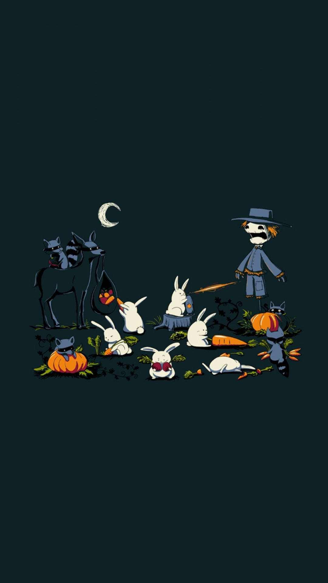 Phim hoạt hình Halloween với bù nhìn Hình nền