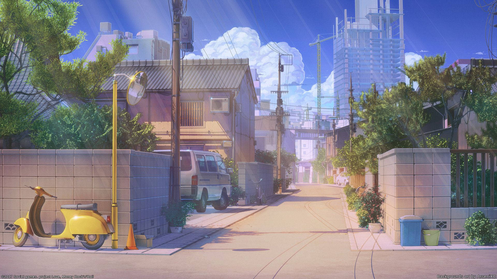 Phố Anime Nhật Bản Ban Ngày Hình nền
