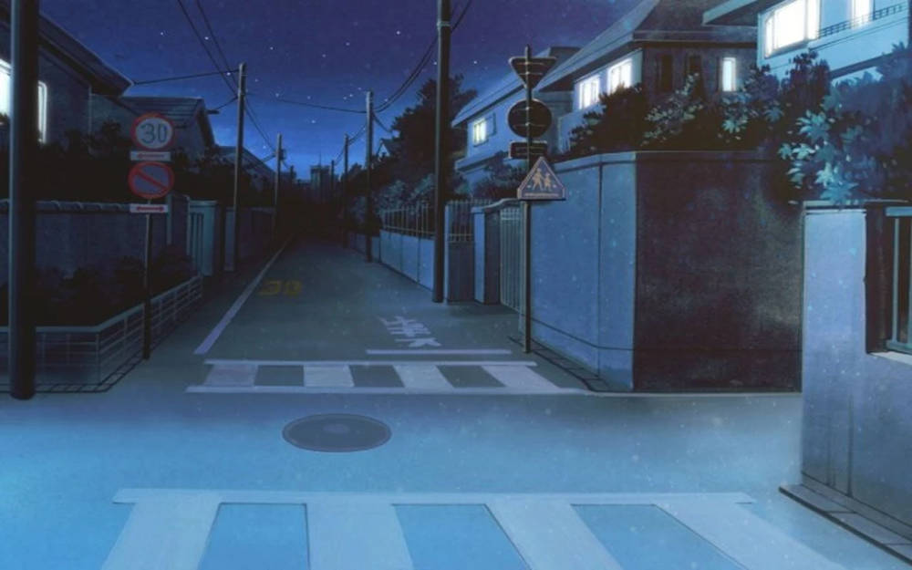 Phố Đêm Anime Nhật Bản U Ám Hình nền