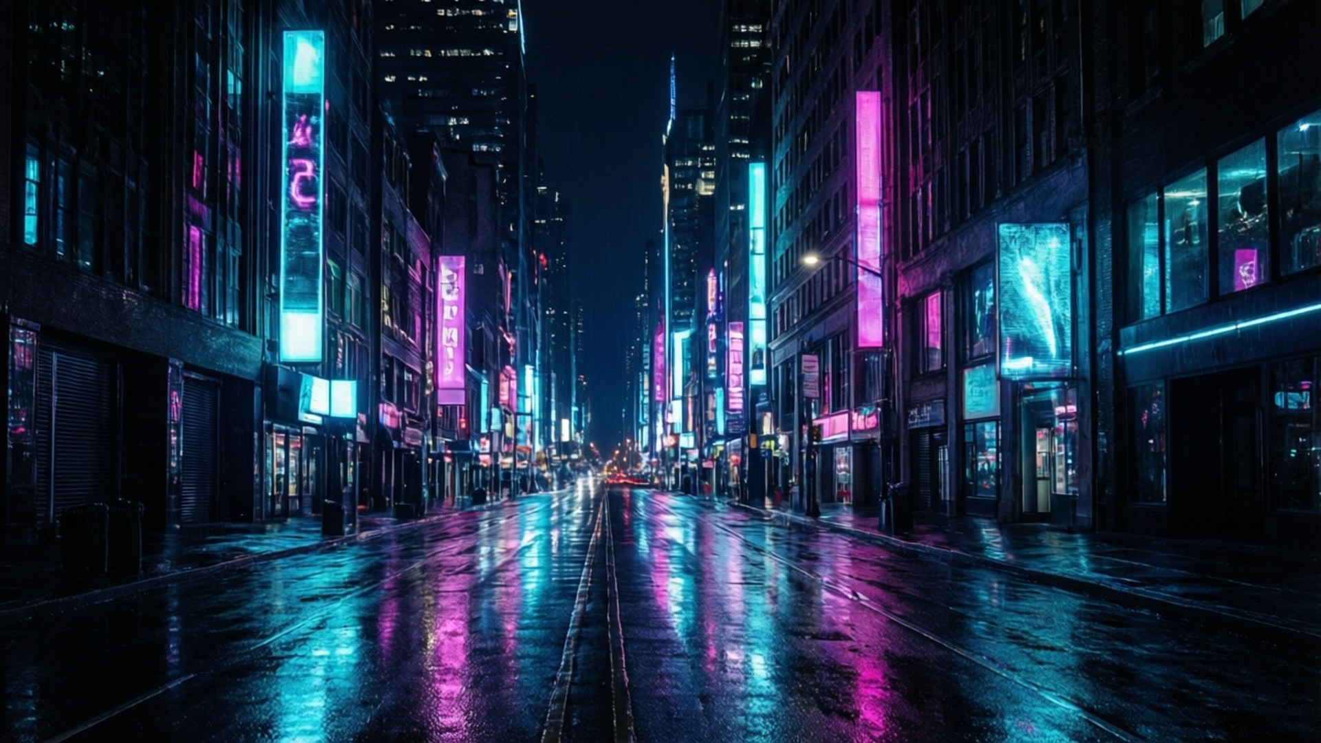 Phố Đêm Neon OLED Hình nền